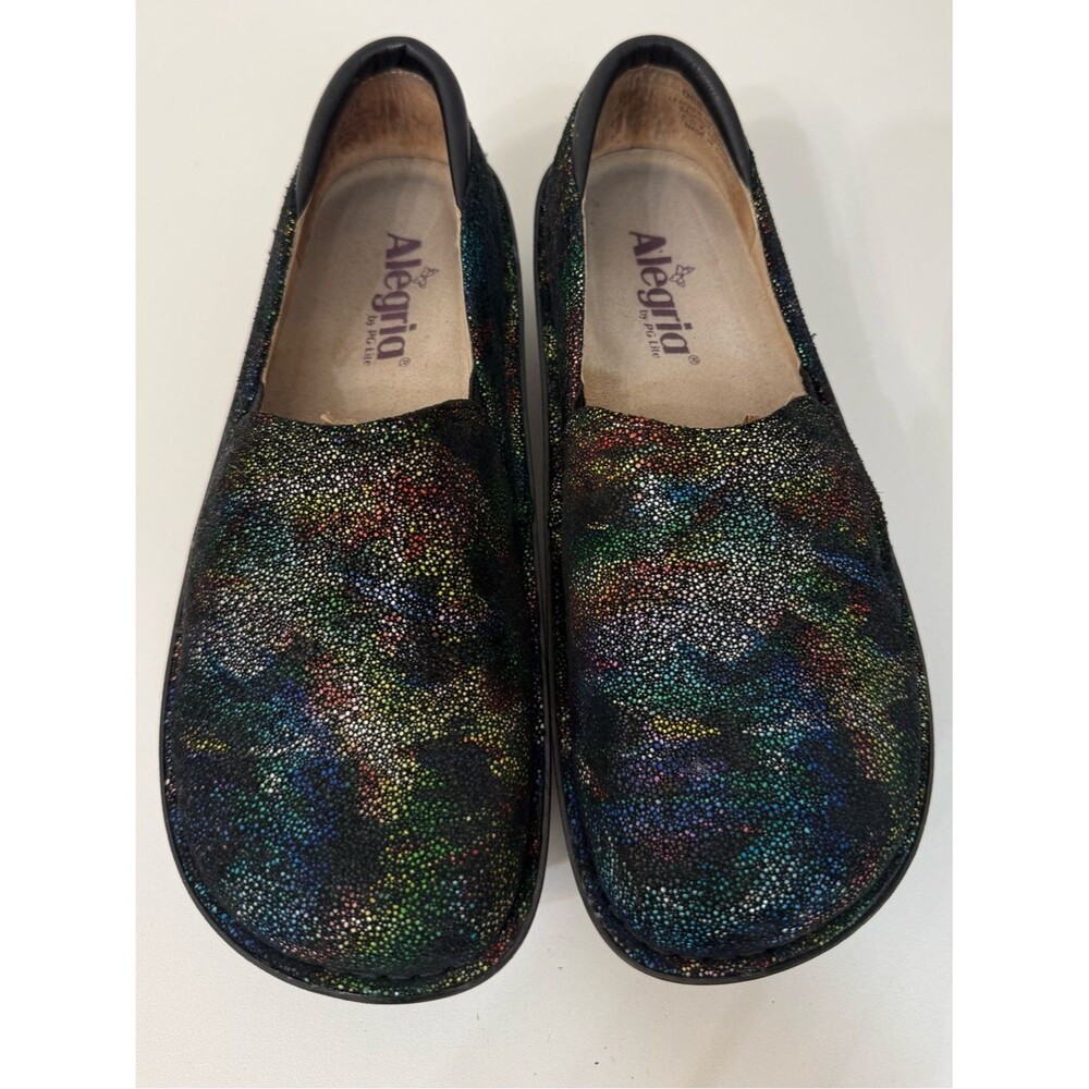 Alegria Black Debra 730 Black Multi Leather Professional Clog Shoe Women’s 38 8